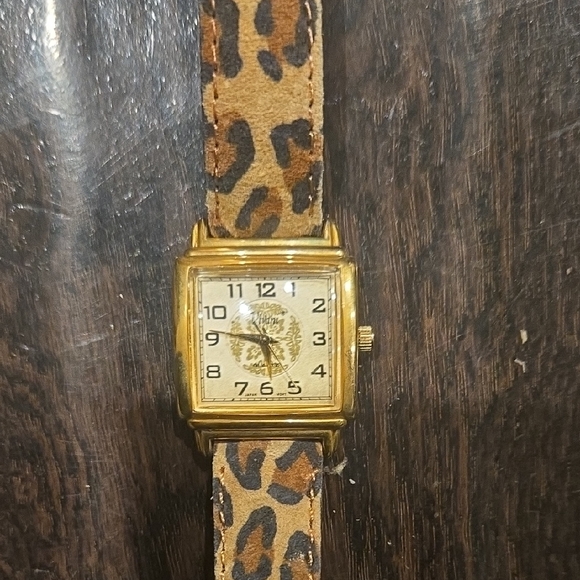 Vivani Leopard Print Gold-Tone Watch - Picture 1 of 3